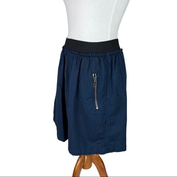 Burberry Brit Wool Twill Elastic Waist Skater Skirt with Exposed Zippers Size 4 - Picture 5 of 7